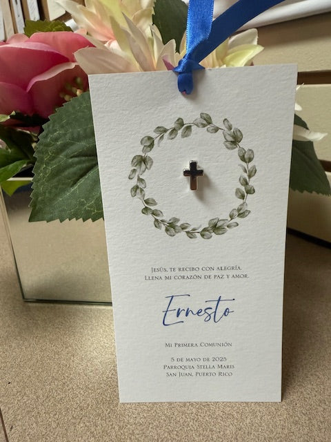 Bookmark Wreath with Silver or Gold Cross