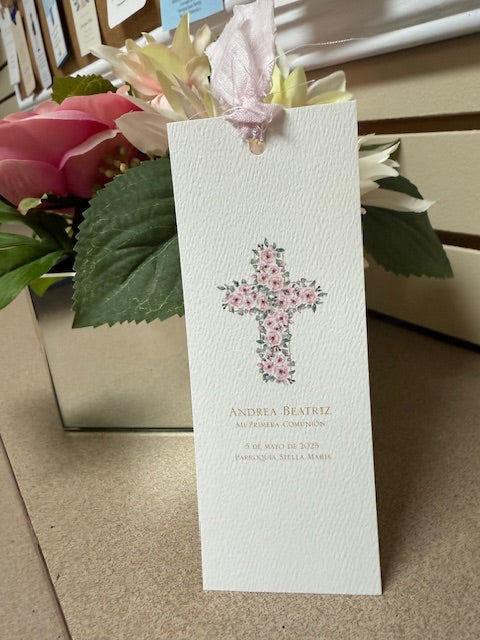 Bookmark Girl Flower Cross
