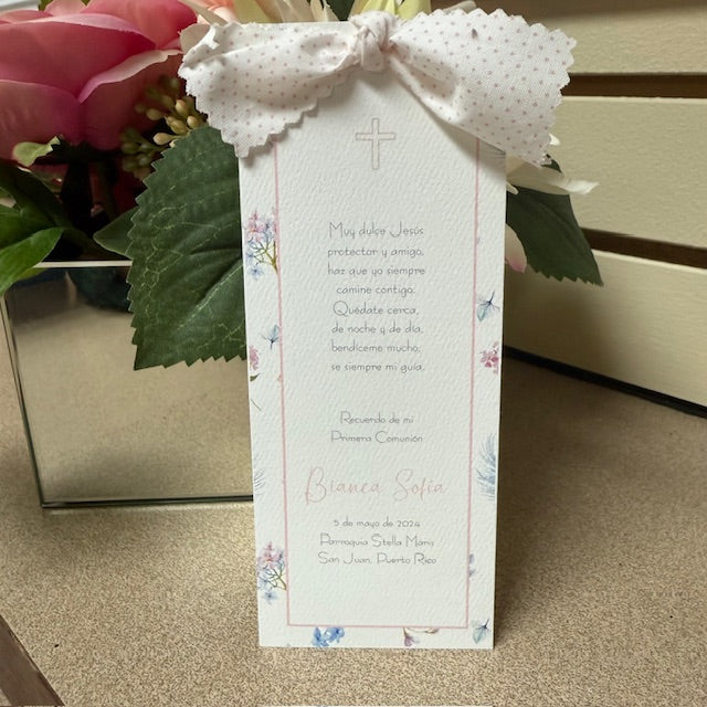 Bookmark Hydrangea Border with Dots Ribbon