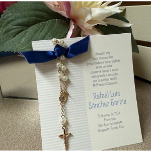 Boy Rosary Stripes Card
