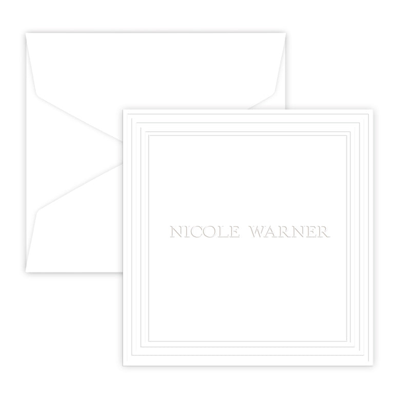 Gift Enclosures white/Monogram Name Blind Embossed
