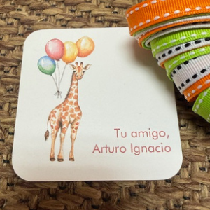 Gift Tag Giraffe with Balloons