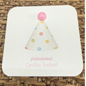 Gift Tag Happy Hat Pink