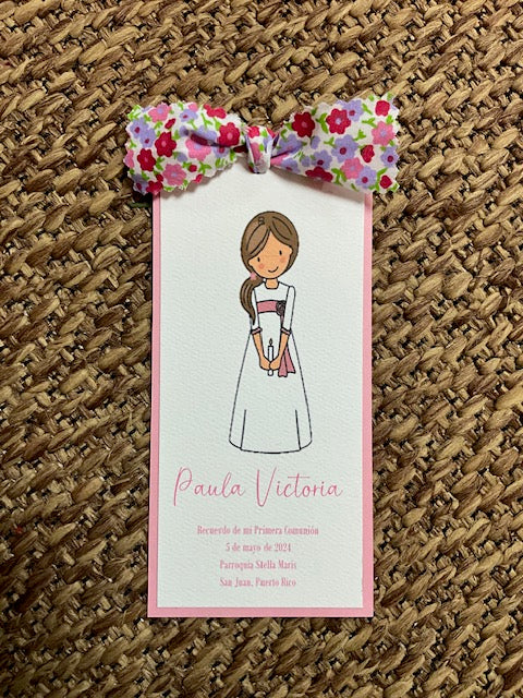 Bookmark Girl Double Panel Flower Ribbon