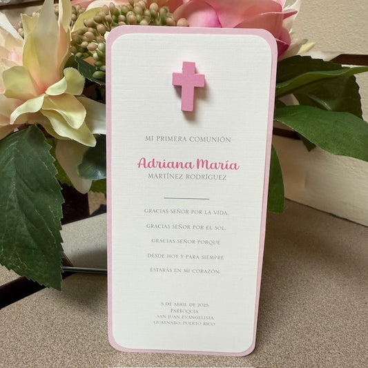 Bookmark Double Panel with Wooden Pink Cross