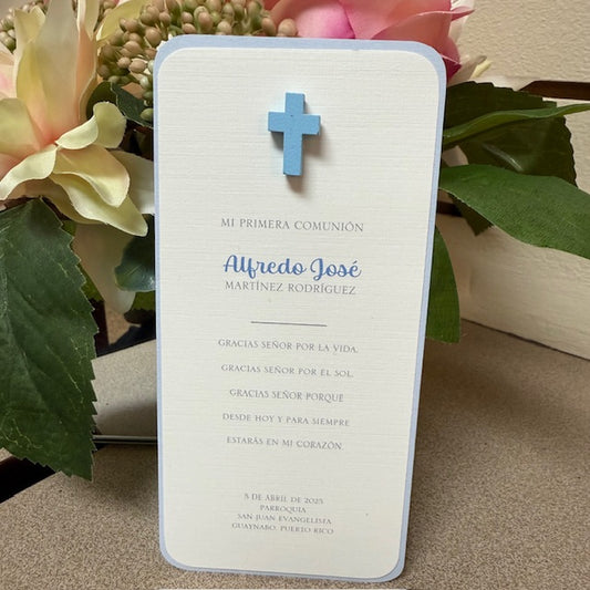 Bookmark Double Panel with Wooden Blue Cross