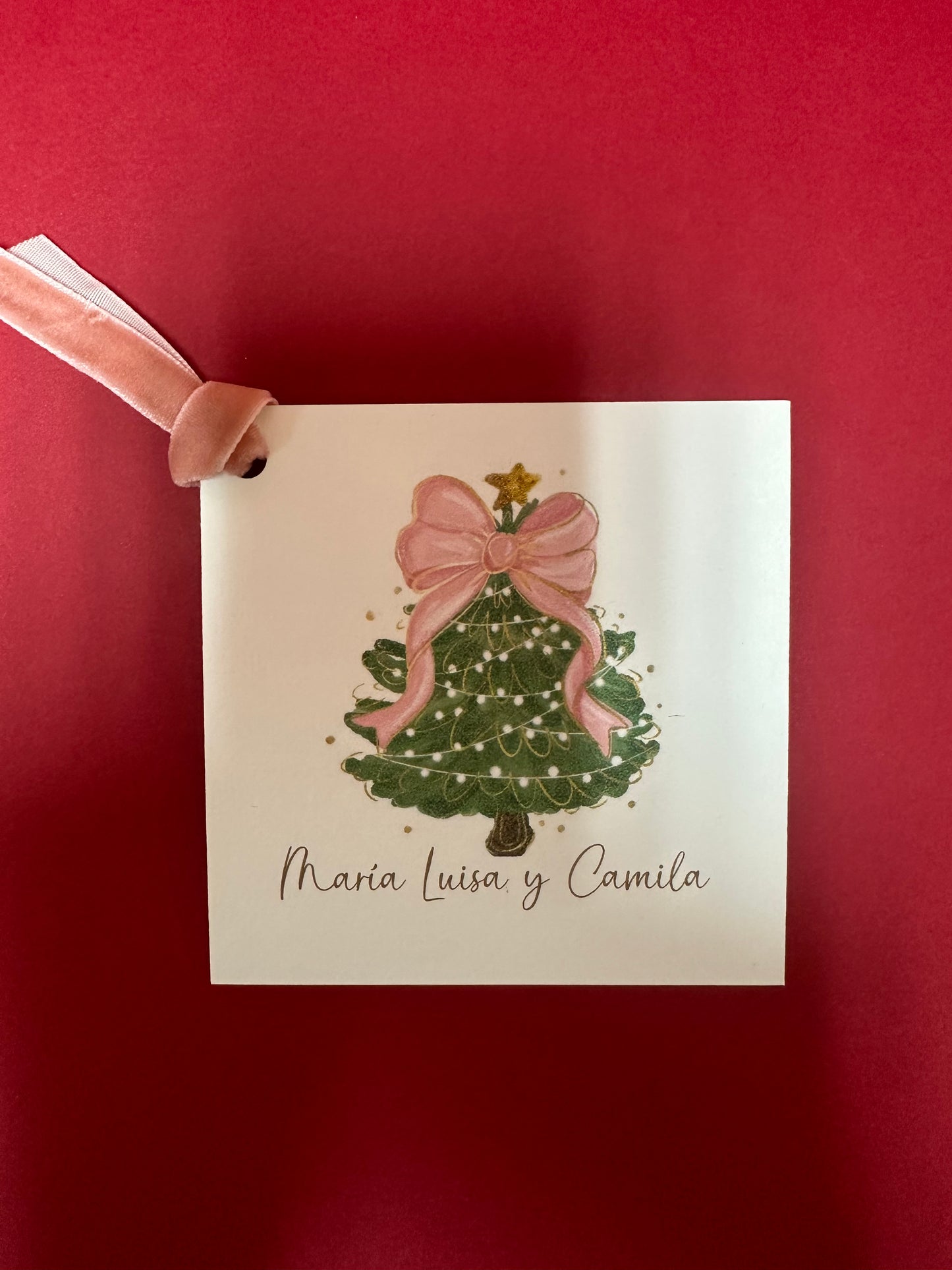 Pink XMas Tree Gift Tag