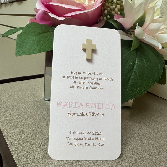 Bookmark Pink Wood Cross
