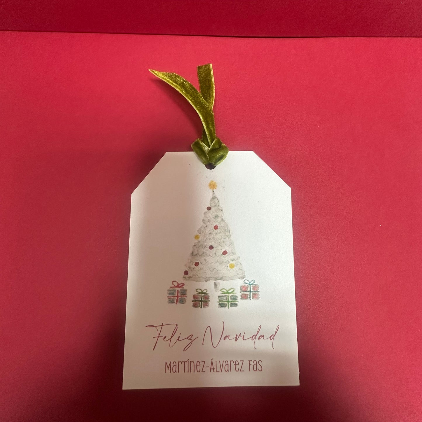 White Xmas tree Gift Tag