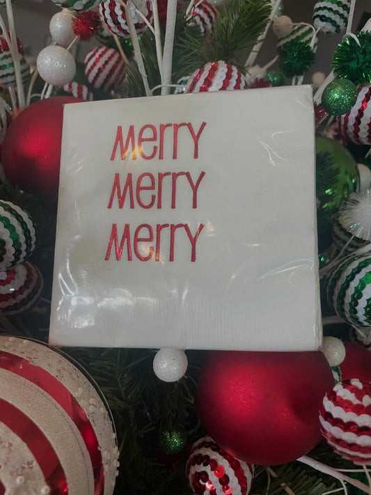 Merry Merry Beverage Napkin Box of 25