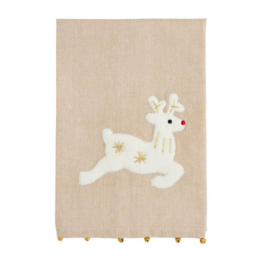 Reindeer Neutral Applique Towel