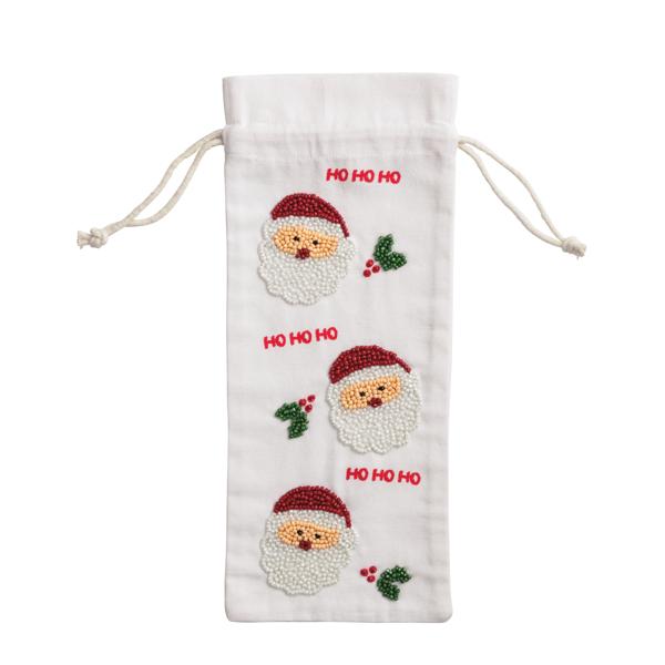Santa Beaded Wine Bag