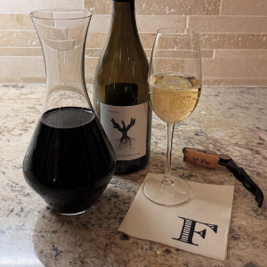 Beverage Napkin Champagne Color with Black Initial