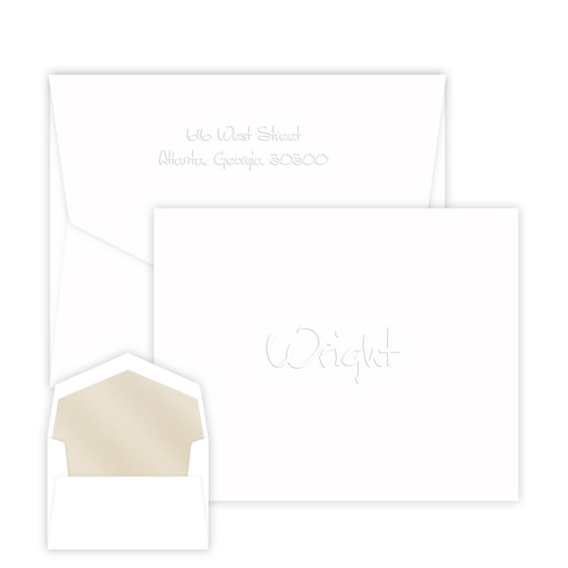 Folded Thank you Cards White or Ivory/Names Blind Embossed