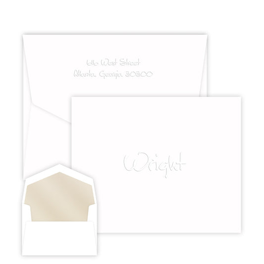 Folded Thank you Cards White or Ivory/Names Blind Embossed