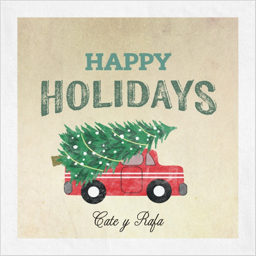 Happy Holidays Truck Cocktail Napkin
