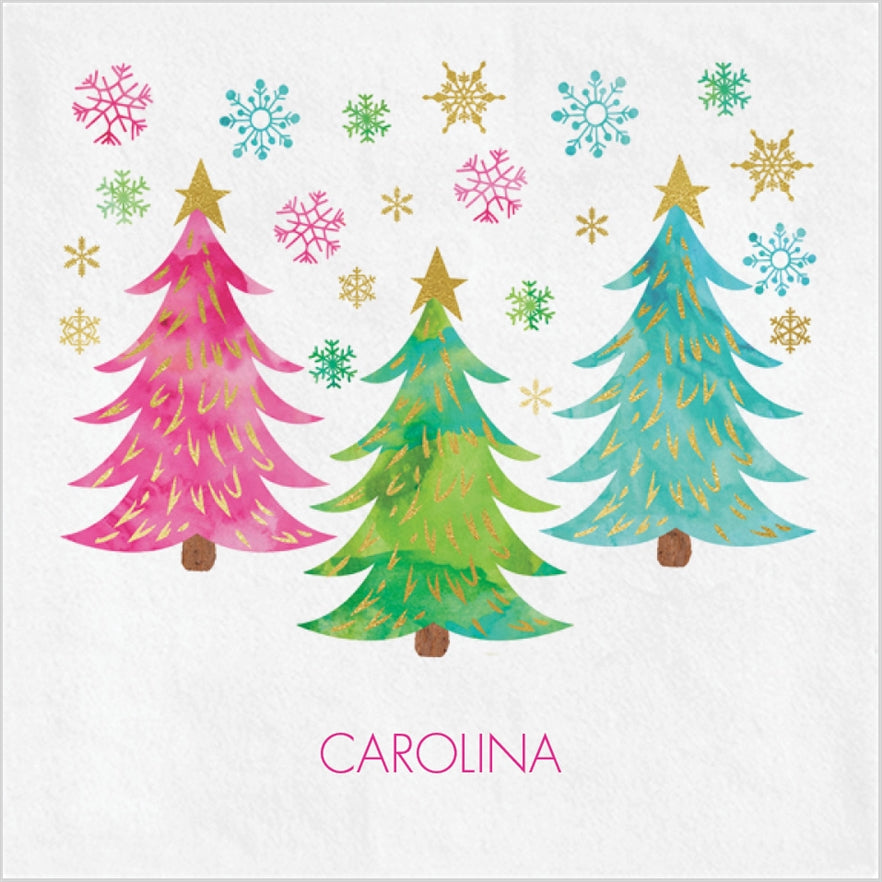 Colorful Christmas Tree Cocktail Napkin