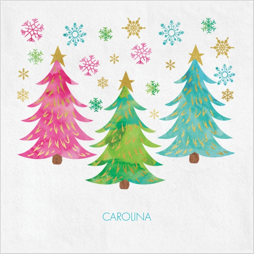 Colorful Christmas Tree Cocktail Napkin